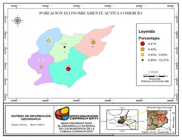 Población Económicamente Activa por Comercio, Olopa, Chiquimula, Guatemala