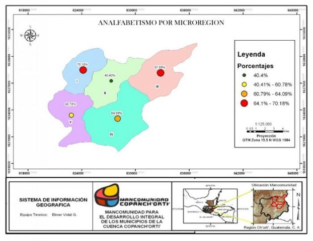 Analfabetismo por Microregiones, Olopa, Chiquimula, Guatemala